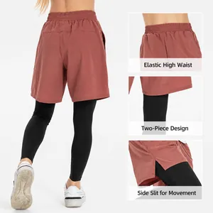 Atmungsaktive schnelltrocknende Kinder-Sportleggings mit Shorts im Doppel-Lagen-Look