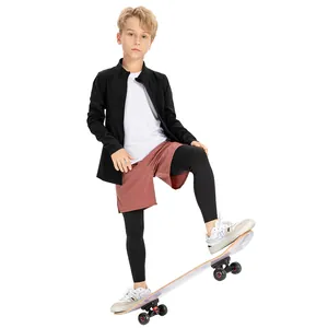 Atmungsaktive, schnelltrocknende 2-in-1-Sport-Leggings für Jungen zum Laufen und Training