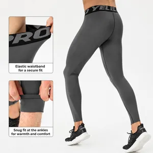 Men's thermal compression leggings for fitness training and running in dark grey