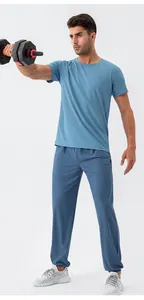 Blauw sneldrogend sport-T-shirt en losse hardloopbroek voor heren voor de sportschool