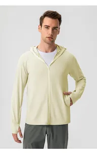 Men's nylon ice silk sun protection hooded jacket for outdoor hiking and cycling sports