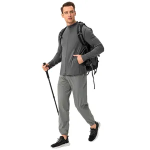 Men's grey thermal athletic tracksuit set for outdoor training and running.