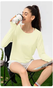 T-shirt de protection solaire à manches longues pour femmes avec trous de pouce