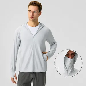 Unisex Outdoor Sun Protection Jacket Ice Silk Nylon UV Protection Hooded Long Sleeve Cycling Hiking Sport Top