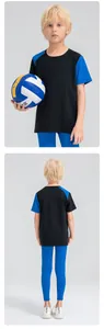 Front and back views of boys' color-block sports T-shirt for training and running