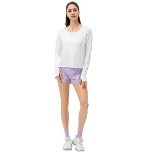 T-shirt de sport à manches longues anti-UV 50+ pour femmes, respirant et séchage rapide