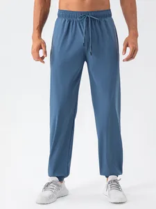 Heren sneldrogende sportjoggingbroek met trekkoord voor fitness en hardlopen blauw