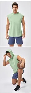 Ärmelloses Sport-Kapuzen-Sweatshirt für Herren in Hellgrün perfekt zum Basketball und Training