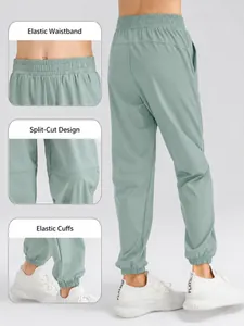 Pantalon de sport séchage rapide pour garçons avec taille élastique et ourlet resserré vert