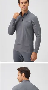 Herren Sport-Sweatshirt in Grau mit halbem Reißverschluss für Laufen und Fitness Training