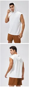 Ärmelloser Herren-Sport-Hoodie, schnelltrocknend, Vorder- und Rückansicht für Fitness