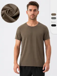Maglietta Sportiva da Uomo Asciugatura Rapida Traspirante a Griglia Nylon Elastan Larga Manica Corta Fitness Corsa Top