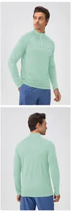 Detaillierte Vorder- und Rückansicht des mintgrünen Herren-Sport-Lauf-Sweatshirts