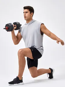 Herren Kapuzen-Sport-Tanktop ärmellos für Fitnesstraining und Laufen im Fitnessstudio