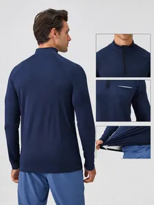 Herren-Sport-Sweatshirt mit halbem Reißverschluss, Stehkragen und schnelltrocknend