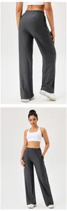 Dames sportbroek met hoge taille en print, detailweergave van de voor- en achterkant