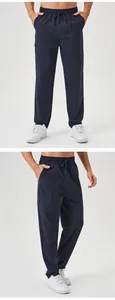 Men's navy blue loose-fit sports pants, straight-leg outdoor fitness training trousers
