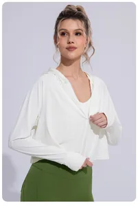 Detail of women's lightweight ice silk UV protection sun jacket with thumb holes