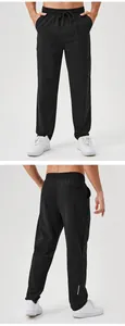Front and back views of men's black straight-leg athletic training pants