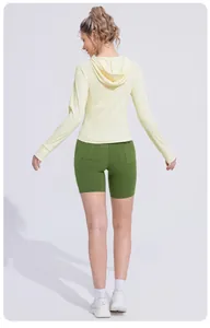 Back view of a slim fit UV protection ice silk sun jacket in pale yellow for women