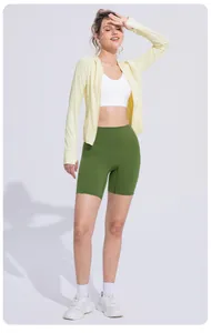 Detailed view of women's slim fit long sleeve cooling sun protection jacket in pale yellow