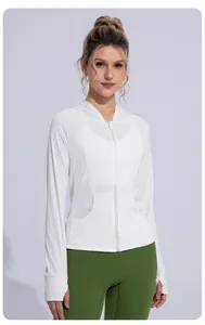 Professional studio front view of a white hooded ice silk sun protection sports jacket