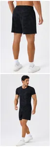 Full view and back detail of men's camouflage quick-dry athletic t-shirt and shorts set