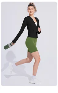 Slim fit UV protection running jacket with cooling ice silk fabric in black for women