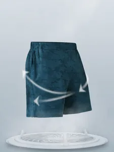 Men's blue textured quick-dry breathable athletic shorts for running and gym workouts