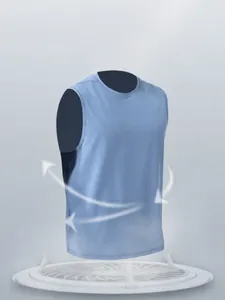 Débardeur de sport bleu pour homme, séchage rapide et respirant, coupe 3D