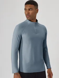 Men's half-zip fleece-lined sports long sleeve shirt for running and fitness
