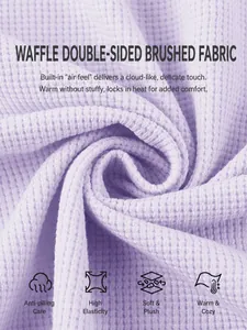 High-quality close-up of soft purple waffle knit fabric with double-sided brushed texture