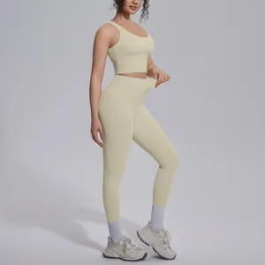 Detail showing the high elasticity and stretch of the nude yoga leggings waistband.
