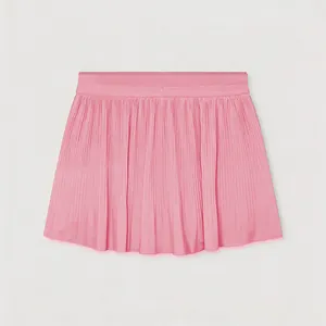 Detailed view of a vibrant pink quick-dry pleated athletic skirt for women's tennis training