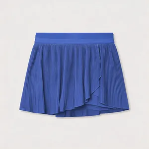 Royal blue pleated tennis skirt with quick-dry fabric and asymmetric hem detail