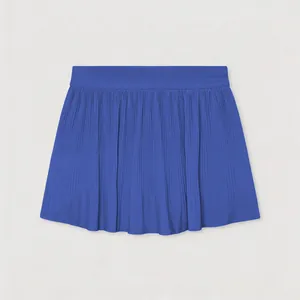 Detailed view of royal blue pleated quick-dry tennis skirt for women.