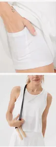 Ensemble de sport blanc deux pièces avec poche latérale et débardeur en maille respirante