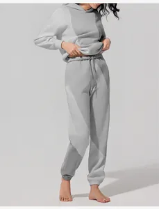 Set tuta con cappuccio e jogger color-block morbido per fitness e tempo libero donna