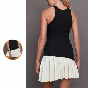 Professionelles ärmelloses Tenniskleid im Ballett-Stil mit asymmetrischem Faltenrock