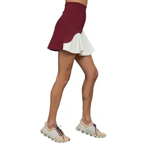 Atletische geplooide tennisrok in contrastkleuren voor dames professionele sport en fitness