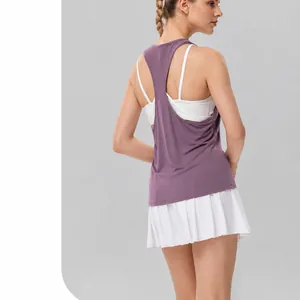 Damen Racerback Tank Top Viskose Nylon Mischung Schnell Trocknend Atmungsaktiv Lockere Passform Ärmelloses Yoga Shirt Sport Top