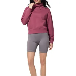Women's stylish high neck long sleeve loose sweatshirt for outdoor autumn casual wear