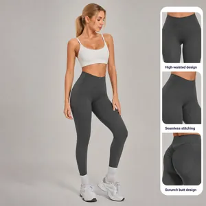 Leggings da yoga a vita alta effetto push-up, asciugatura rapida con dettaglio arricciato