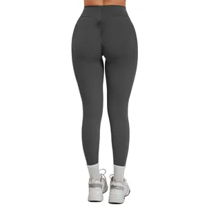 Leggings yoga a vita alta con arricciatura sui glutei grigio scuro per fitness e sport