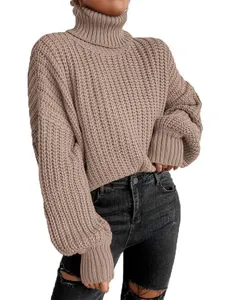 Schicker Damen-Strickpullover mit Rollkragen und weitem Schnitt für Herbst und Winter