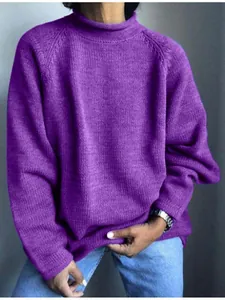 Maglione da Donna Casual Largo Lupetto Tinta Unita Manica Lunga Pullover Maglieria Top per Primavera Autunno