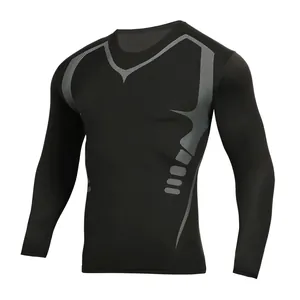 Herren Schnelltrocknend Kompressions-Sportshirt Hohe Elastizität Langarm Training Top Bedruckt Fitness Gym Laufshirt Kompressions T-Shirt