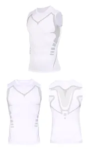 Vue sous plusieurs angles du débardeur de compression blanc pour hommes de sport