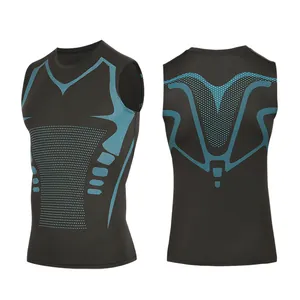 Detail view showing front and back patterns of men's quick-dry compression tank top.
