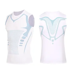 Men's white quick-dry compression gym vest for professional running and workout
